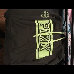 Army green PINK half zip hoodie